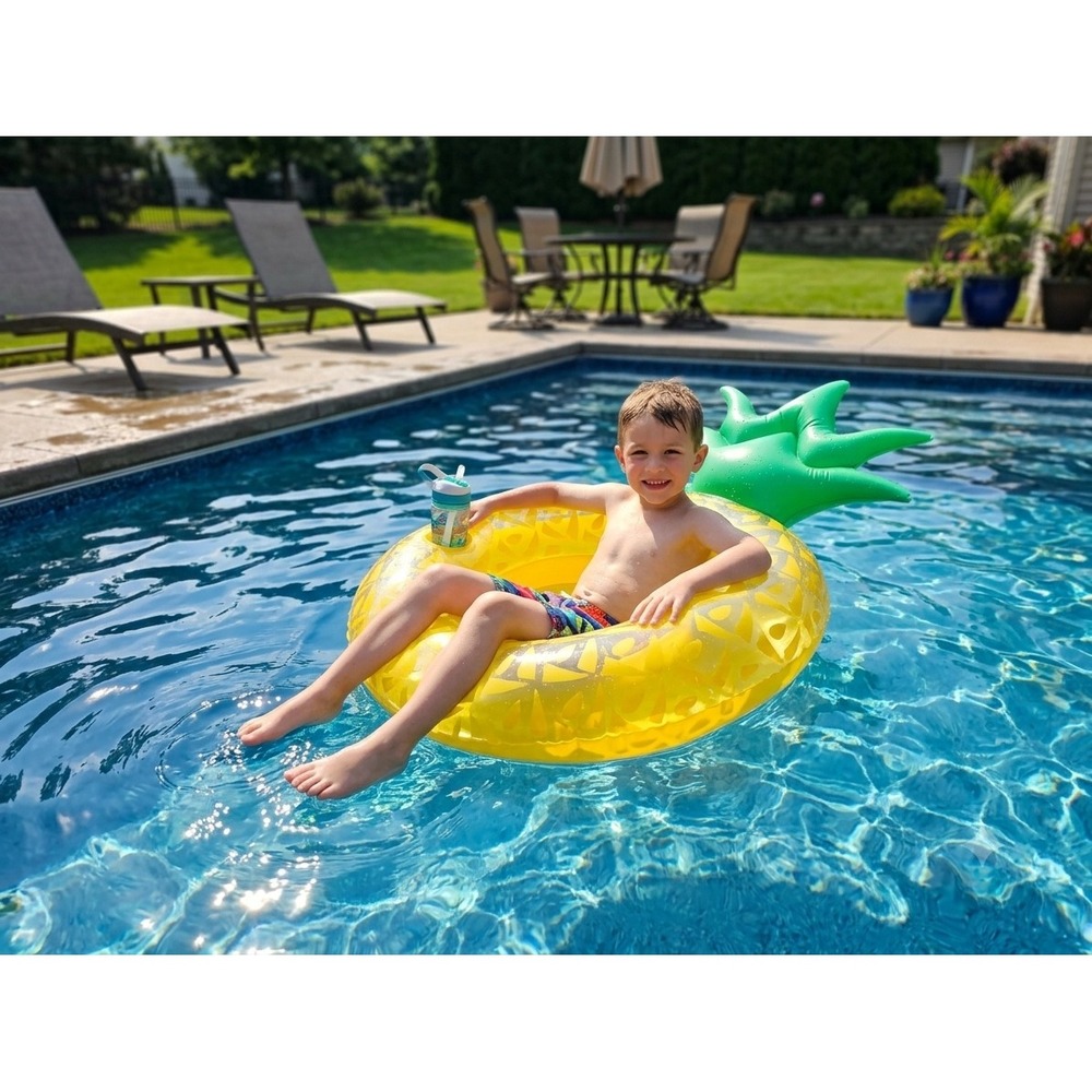 Coconut Grove Pineapple 3D Floating Seat Inflatable Pool Float Yellow CG83DSPI